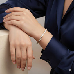 "Tennis" Bracelet, 18K Gold Plated Steel