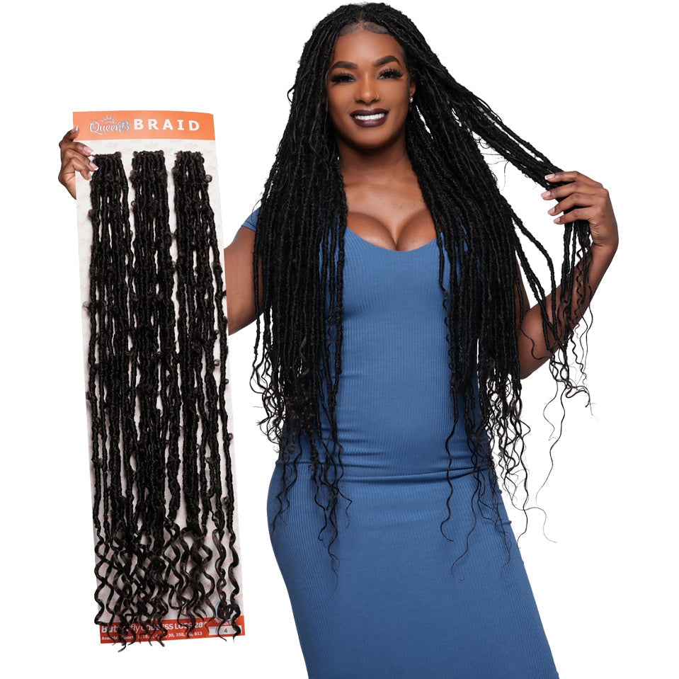 Urban Beauty Queen B Braid Synthetic Butterfly Goddess Locs 3X Value Pack 28 Inch Color 1B